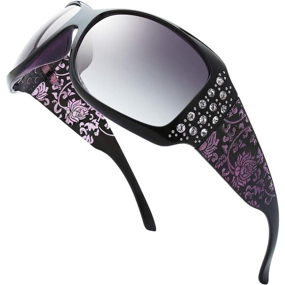 Accessories - Women Rhinestone Sunglasses UV400 Protection Gradient Lenses Gift Box
